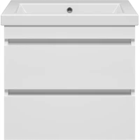 Тумба под раковину Misty Енисей Э-Ени01060-012По2Я 56,5 см, подвесная, белый глянец/белый матовый