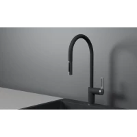Смеситель для кухни Granula 8172, ГРАФИТ CoolStart, с выдвижным изливом, нержавеющая сталь/графит
