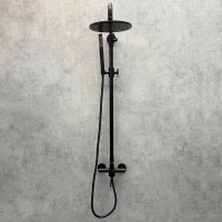 Душевая система Comforty FF018W-CMT 00004149952 200 мм, со смесителем, черный матовый