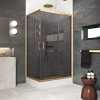 Душевой уголок Vegas Glass ZA-F Protec 95*85 03 07 95x85 см, профиль золотой матовый, стекло графитовое