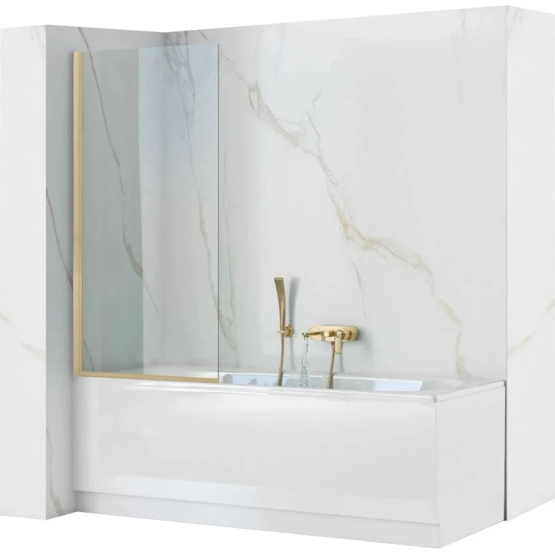 Шторка на ванну Rea Elegant REA-W6600 70 см, профиль золотой матовый, стекло прозрачное