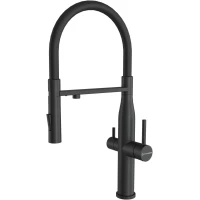 Смеситель для кухни KuchenStern Elit FE 407BL40 CoolStart, с подключением к фильтру, гибким изливом, черный матовый