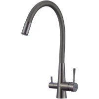 Смеситель для кухни Fmark FS1062-Q06 с подключением к фильтру, гибким изливом, графит