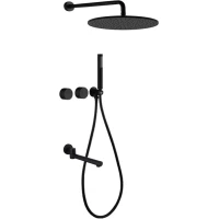 Душевой комплект Feramolli Amos BL742-12 300 мм, CoolStart, со смесителем, черный матовый