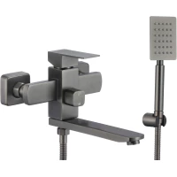 Смеситель для ванны Fmark FS8104Q с душевым гарнитуром, графит