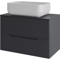 Тумба с раковиной Orange Line Li-70TugMDF+B03-600W 70,2 см, подвесная, со столешницей, графит матовый