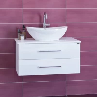 Тумба с раковиной белый глянец 80 см Санта Вегас 226015L + Gamma56