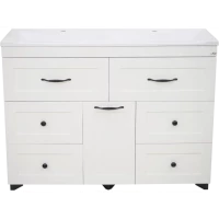 Тумба под раковину Misty Дуэт П-Ду011206я01-1 118,5 см, напольная, с бельевой корзиной, белый матовый