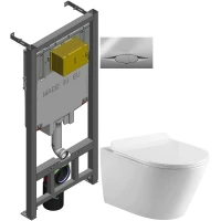 Комплект подвесной унитаз MEER MR-2102 + система инсталляции Jacob Delafon E29025-NF + E29027-CP