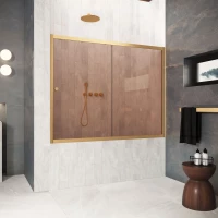 Шторка на ванну Vegas Glass ZV Protec 170 03 05 170 см, профиль золотой матовый, стекло бронза