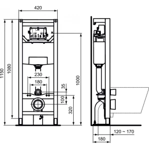 Изображение товара монтажный элемент для подвесного унитаза ideal standard prosys frame 120 m r015467