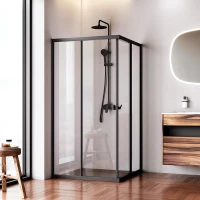 Душевой уголок Am.Pm Sunny W87G-403-100100-BT 98,3x98,3 см, профиль черный матовый, стекло прозрачное