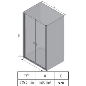 Изображение товара душевые двери ravak chrome csdl2 110 сатин transparent 0qvdcu0lz1