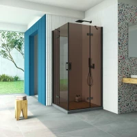Душевой уголок Vegas Glass AFA Retta 90 02М 05 90x90 см, профиль черный матовый, стекло бронза