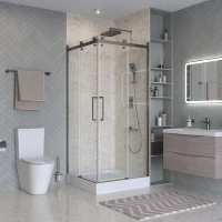 Душевой уголок BelBagno Marino MARINO-2-A-2-90-C-GM 90x90 см, профиль оружейная сталь матовый, стекло прозрачное