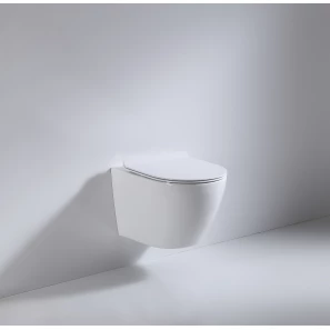 Изображение товара унитаз подвесной bewash minimal bkwhr003480 безободковый, с сиденьем микролифт, торнадо, белый