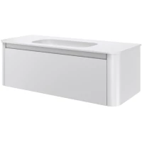 Тумба с раковиной Armadi Art Voi Matt White 782-120-MW + 786-120-MW без отв. 122 см, подвесная, белый матовый