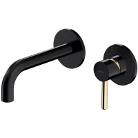 Смеситель для раковины Omnires Y Y1215HBLGL встраиваемый, без донного клапана, золотой/черный