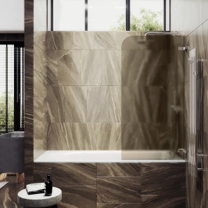 Изображение товара шторка на ванну maybahglass mgv-647-4 40,5 см r, профиль хром, стекло бронза матовая