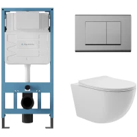 Комплект подвесной унитаз Aqueduto Ovo OVO0110 + система инсталляции Aqueduto Tecnica Quadrado TEC01 + QUA0100