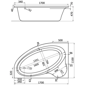 Изображение товара акриловая ванна 170x110 см l santek эдера 1.wh11.1.995