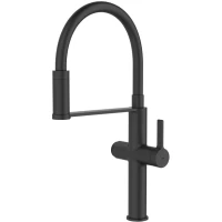 Смеситель для кухни IDDIS Ikon IKNBLFFi05 CoolStart, с подключением к фильтру, гибким изливом, черный матовый