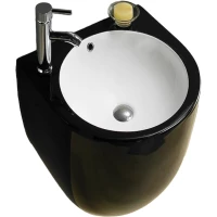 Раковина CeramaLux 500FBW 49x47 см, подвесная черный/белый