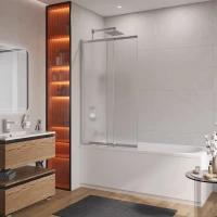 Шторка на ванну Cezares Slider SLIDER-VF-11-90/150-P-Cr 89 см, профиль хром, стекло текстурное