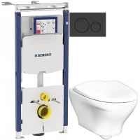 Комплект подвесной унитаз Gustavsberg Estetic GB1183300R1030 + система инсталляции Geberit 111.362.00.5 + 115.882.DW.1