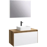 Комплект мебели дуб балтийский/белый глянец 100 см Aqwella 5 Stars Mobi MOB0110DB + MOB0710W + 641945 + SM0210