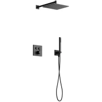 Душевой комплект Sancos Linn SC9022MB 250 мм, с термостатом, черный матовый