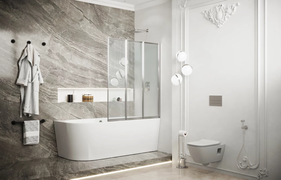 Шторка для ванны 89 см Ambassador Bath Screens 16041113 прозрачное душевая шторка на ванну veconi palau pl 73bl 900х1500 мм прозрачное стекло 4 мм