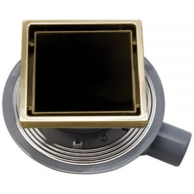 Душевой трап 144x144/50 мм золотой/черный глянец Pestan Confluo Standard Black Glass Gold 1 13000152