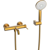 Смеситель для ванны Lemark Karelia LMF-2022S-BRG с душевым гарнитуром, золотой матовый