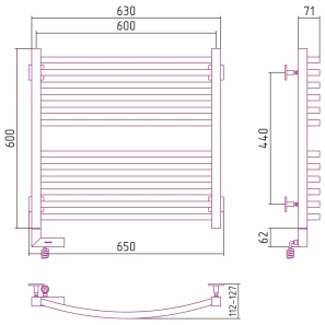 Изображение товара полотенцесушитель электрический 600x600 мэм левый сунержа аркус 2.0 00-5604-6060