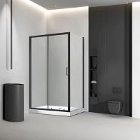 Душевой уголок Veconi Rovigo RV046B-13080-01-C5 130x80 см, профиль черный матовый, стекло прозрачное