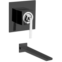 Смеситель для раковины Webert Wolo WO830607564 встраиваемый, без донного клапана, хром/черный матовый