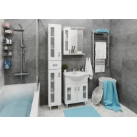 Комплект мебели белый глянец 66 см Onika Кристалл 106545 + 1WH109651 + 206705