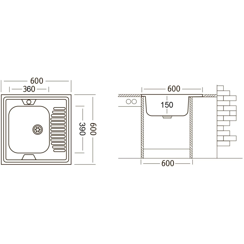 Кухонная мойка матовая сталь Ukinox Стандарт STD600.600 ---5C 0R-