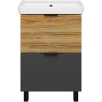 Тумба под раковину Misty Форест Э-Фор-07060-0219-2Я 54,5 см, напольная, дуб вотан/антрацит матовый