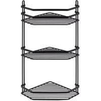 Полка для ванной Tekno-tel ES076B 19,5x19,5 см, угловая, тройная, черный матовый