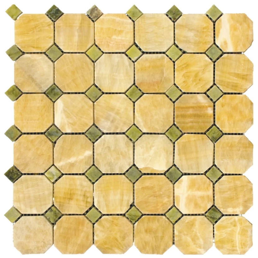 Мозаика Natural Octagon 7M073 7M068-BP Оникс, Мрамор желтый, зеленый 30,5x30,5