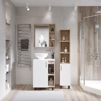 Комплект мебели дуб сонома/белый матовый 67 см Grossman Флай 107001 + 507001 + GR-3014 + 207001