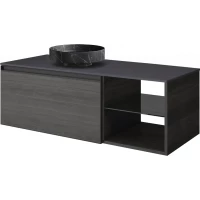 Тумба с раковиной Armadi Art Quatro Oak Antracite 790-M6-120-OA-A + 792-120-A + 801-NM 121 см L, подвесная, со столешницей, темный дуб
