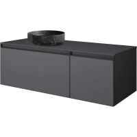 Тумба с раковиной Armadi Art Quatro Antracite 790-M2-120-A-A-LED + 792-120-A + 801-NM 121 см L , подвесная, со столешницей, подсветкой, антрацит матовый