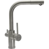 Смеситель для кухни Florentina Кристалл 333.33H.2123.900 с подключением к фильтру, выдвижным изливом, нержавеющая сталь