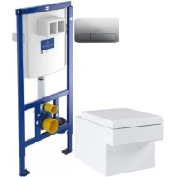 Комплект подвесной унитаз Grohe Cube Ceramic 3924400H + 39488000 + система инсталляции Villeroy & Boch 92246100 + 92249061