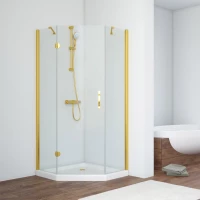 Душевой уголок Vegas Glass AFA-Pen NOVO 110 03 01 L 110x110 см L, профиль золотой матовый, стекло прозрачное