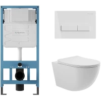 Комплект подвесной унитаз Aqueduto Ovo OVO0110 + система инсталляции Aqueduto Tecnica Retangulo TEC01 + RET0110