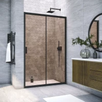 Душевая дверь Vegas Glass ZP Novo h2000 155 02M 05 155 см, профиль черный матовый, стекло бронза